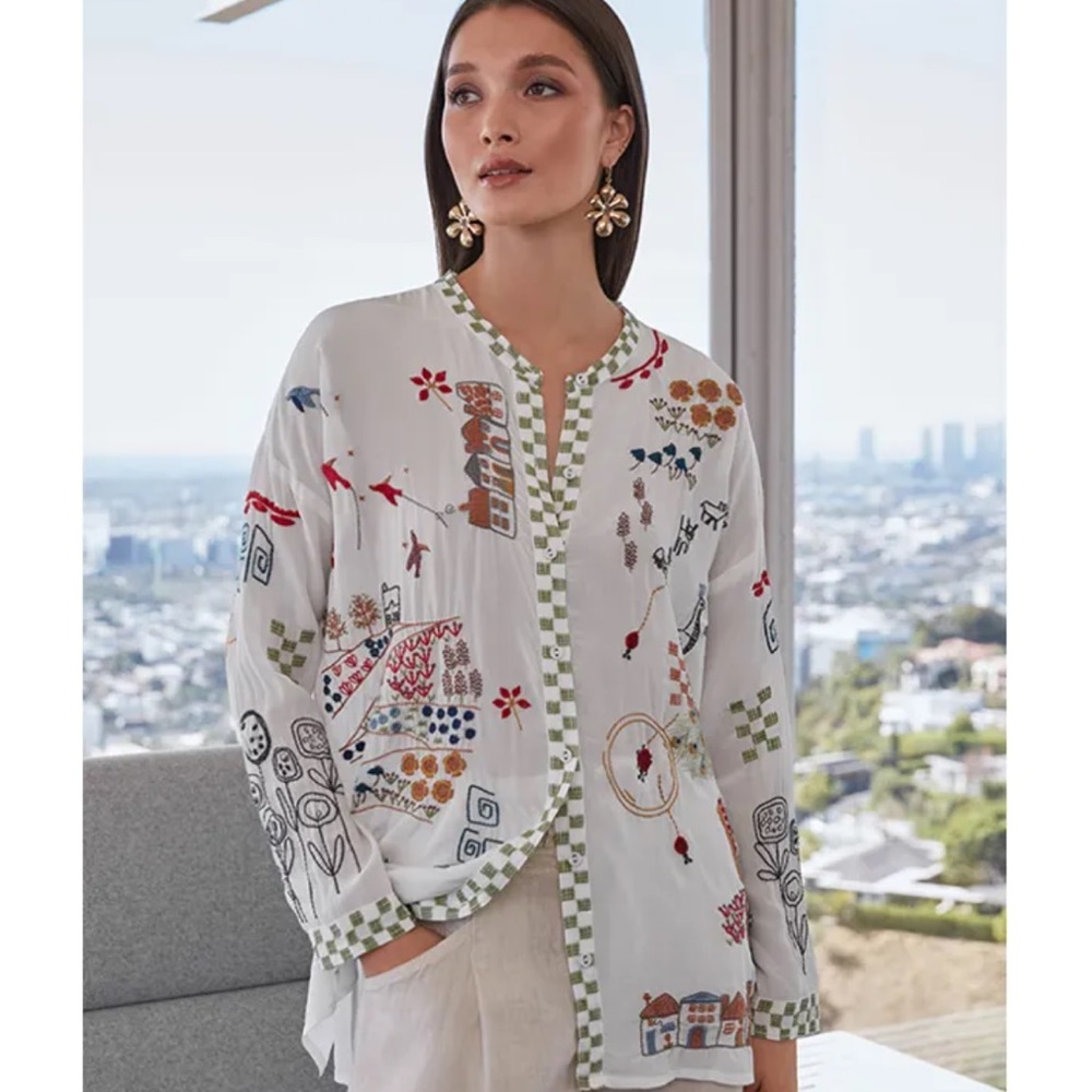NEW JOHNNY WAS cartagena Tunic Blouse New Silk XXS Small Biya